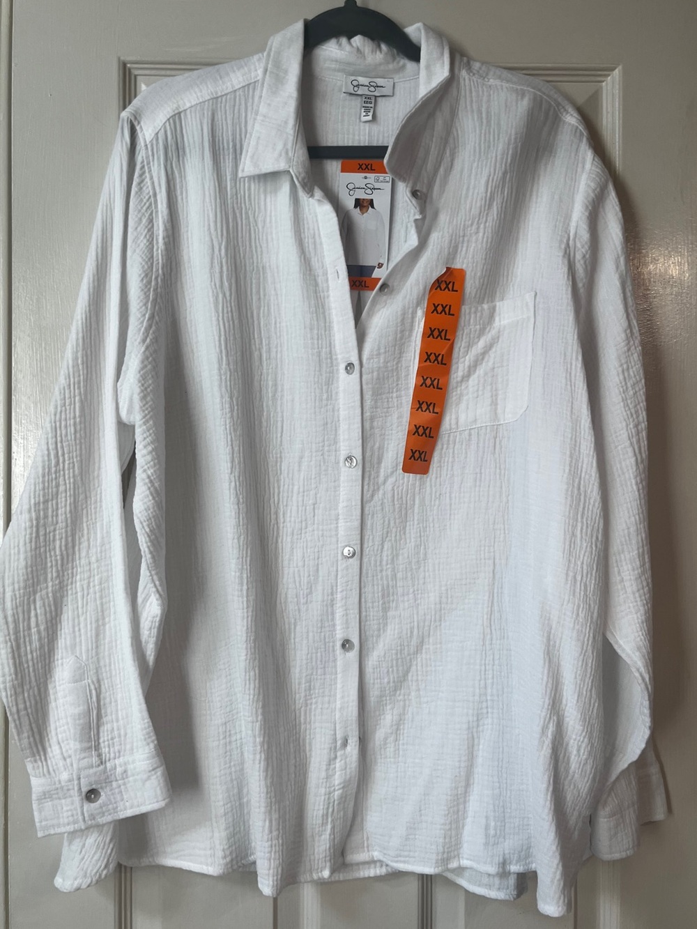 Jessica Simpson White Cotton Button-Down Casual Shirt